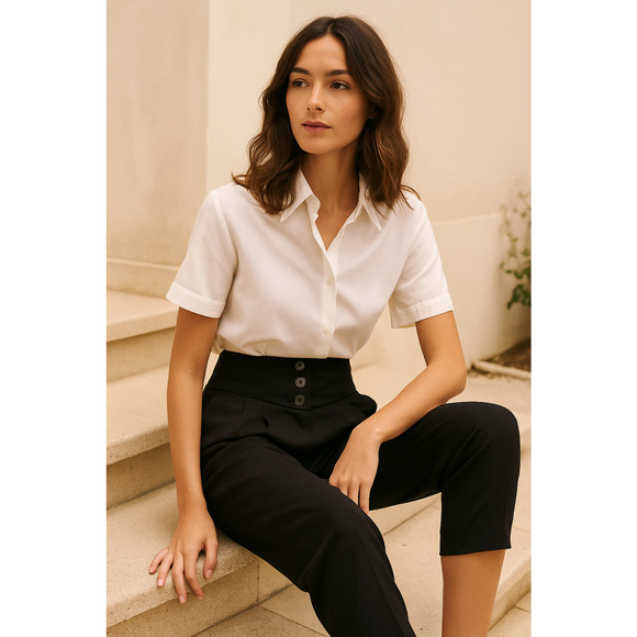 NEW! Nili Lotan 4 Yorke High Waist Virgin WOOL Pants $595 Cropped Trousers Black - Picture 2 of 5